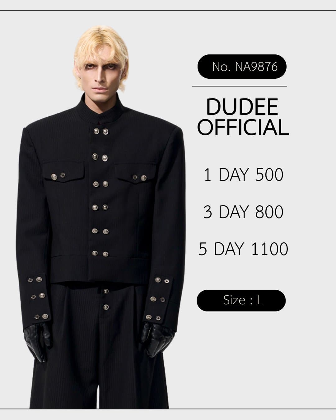 (์NA9876) เฉพาะเสื้อสูท Vertical Striped Double-breasted Stand-up Collar Jacket