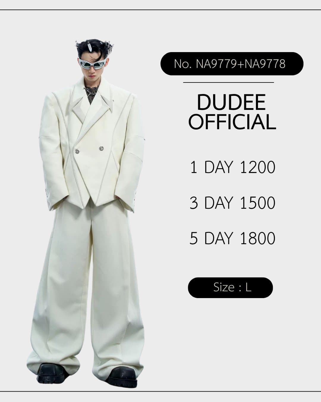 (NA9779+NA9778) เสื้อสูท+กางเกง (ไม่รวมด้านใน)Deconstructed Irregular Metal