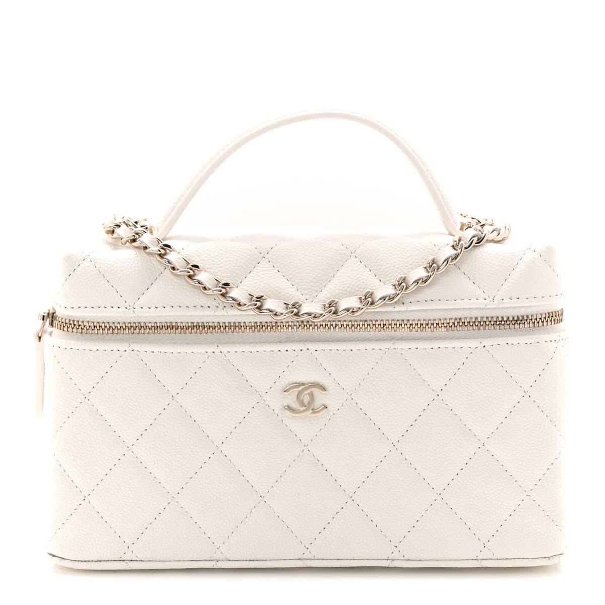 Chanel 25 long vanity white