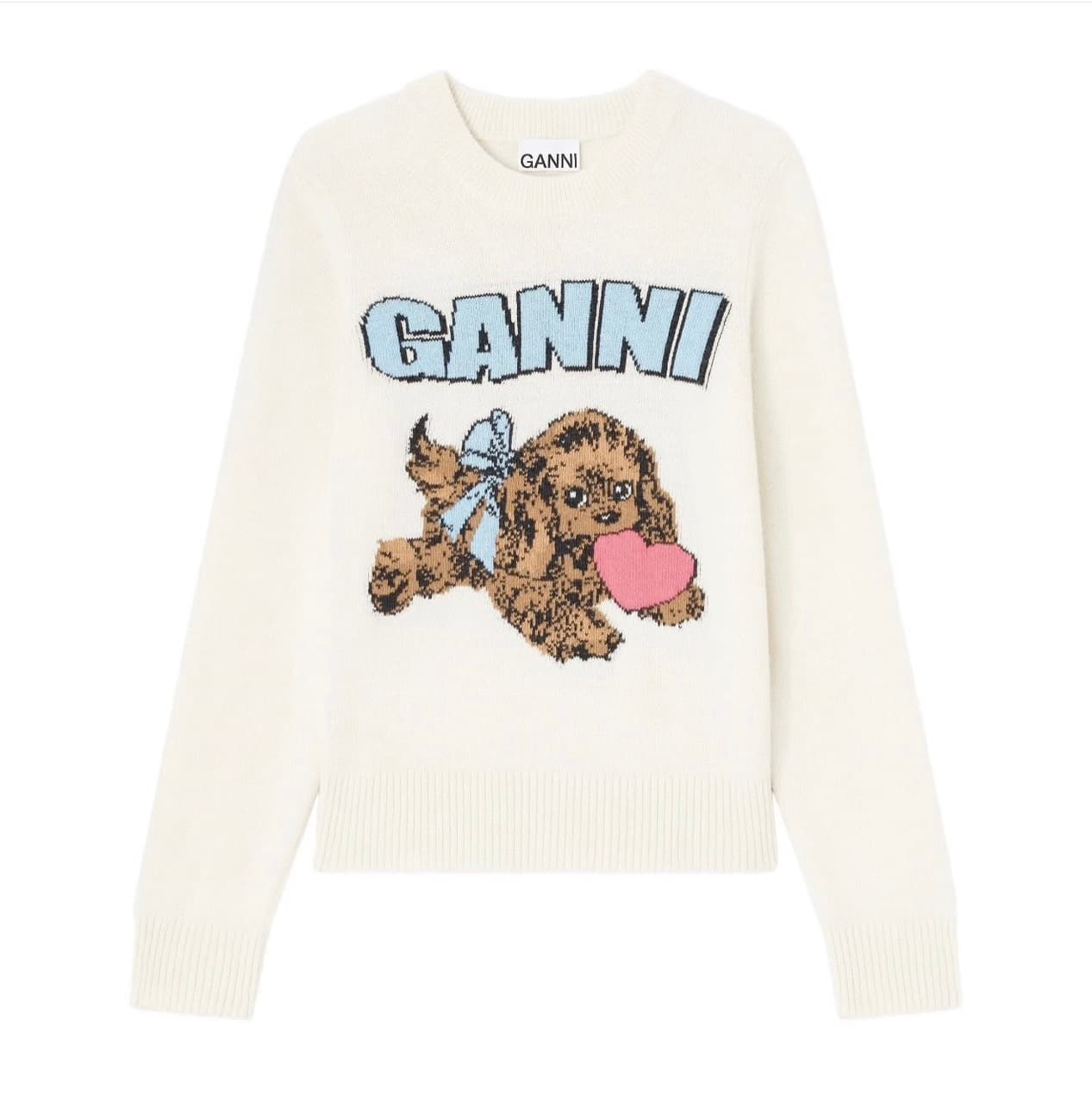 Ganni KNIT SWEATER white