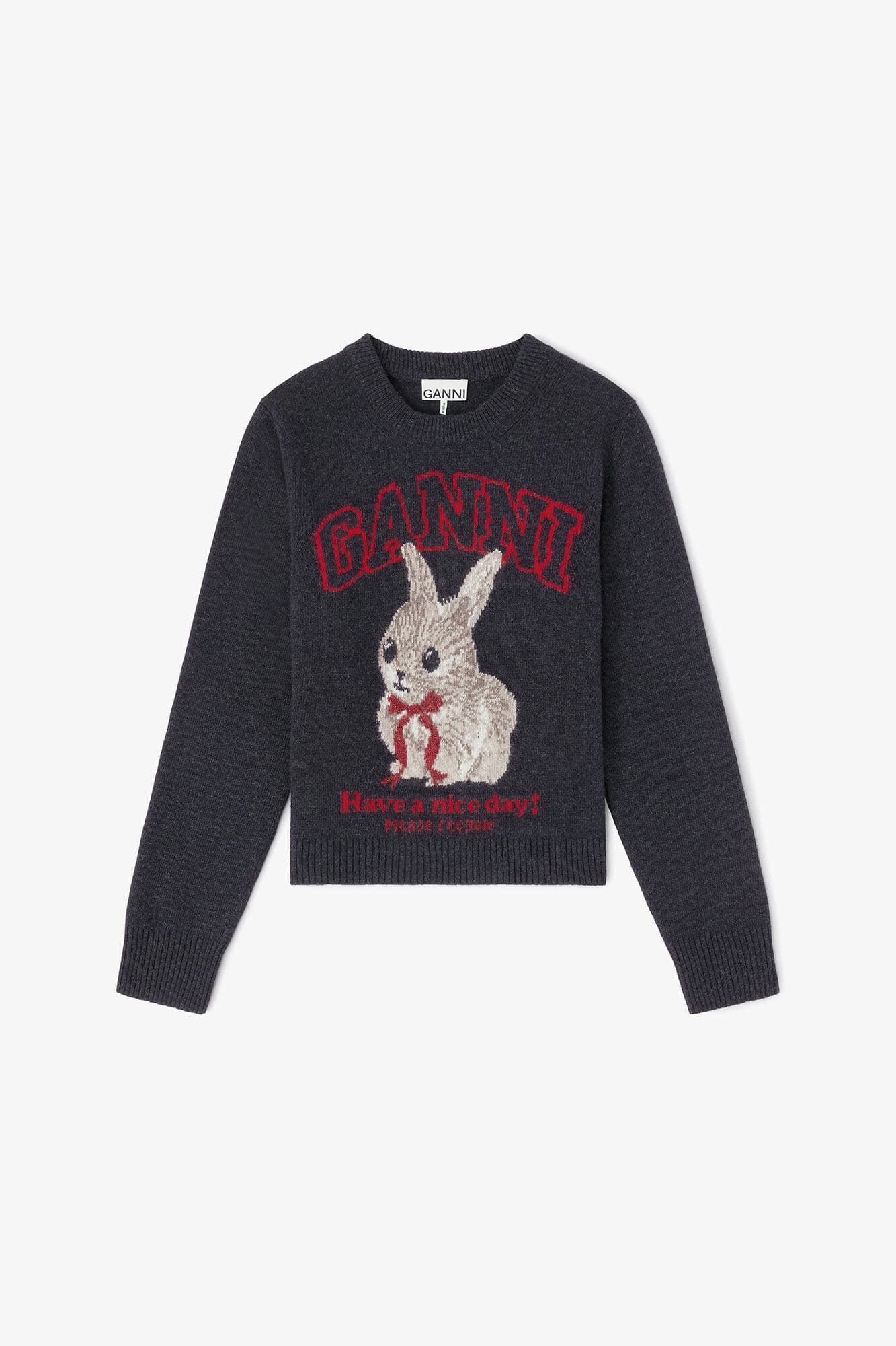 Ganni sweater rabbit charcoal