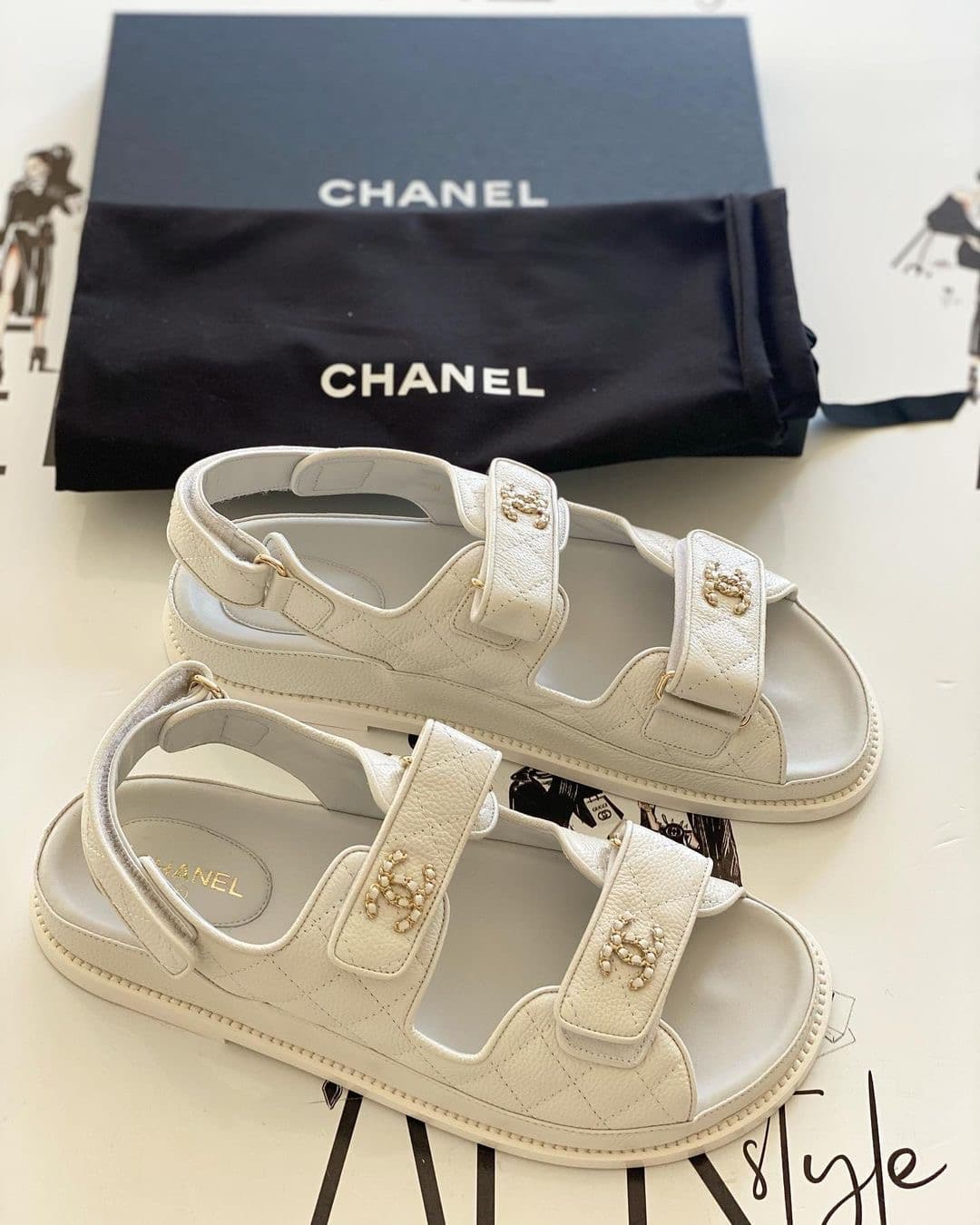 Chanel sandals white