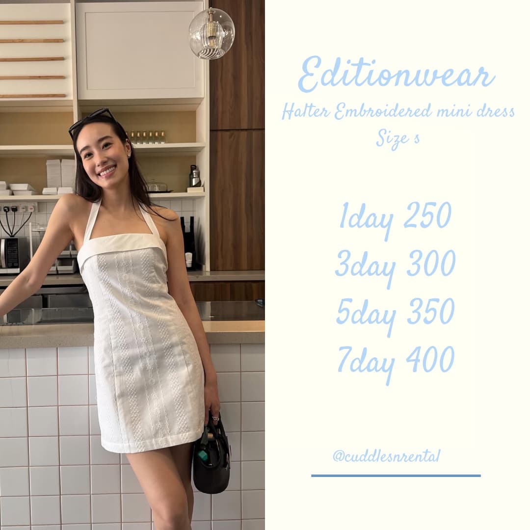 halter emb mini dress