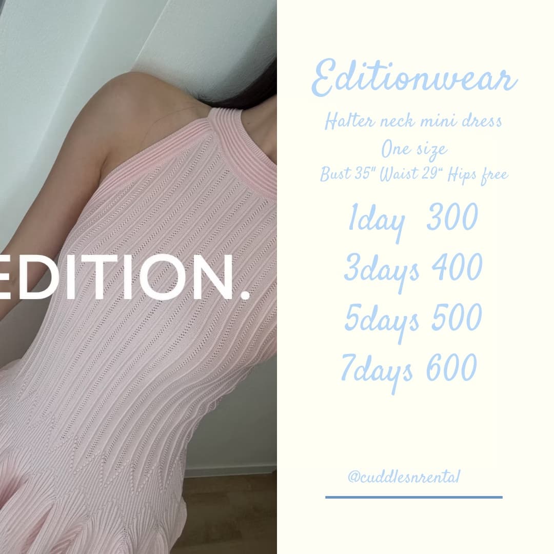 Halter knit mini dress pink free size