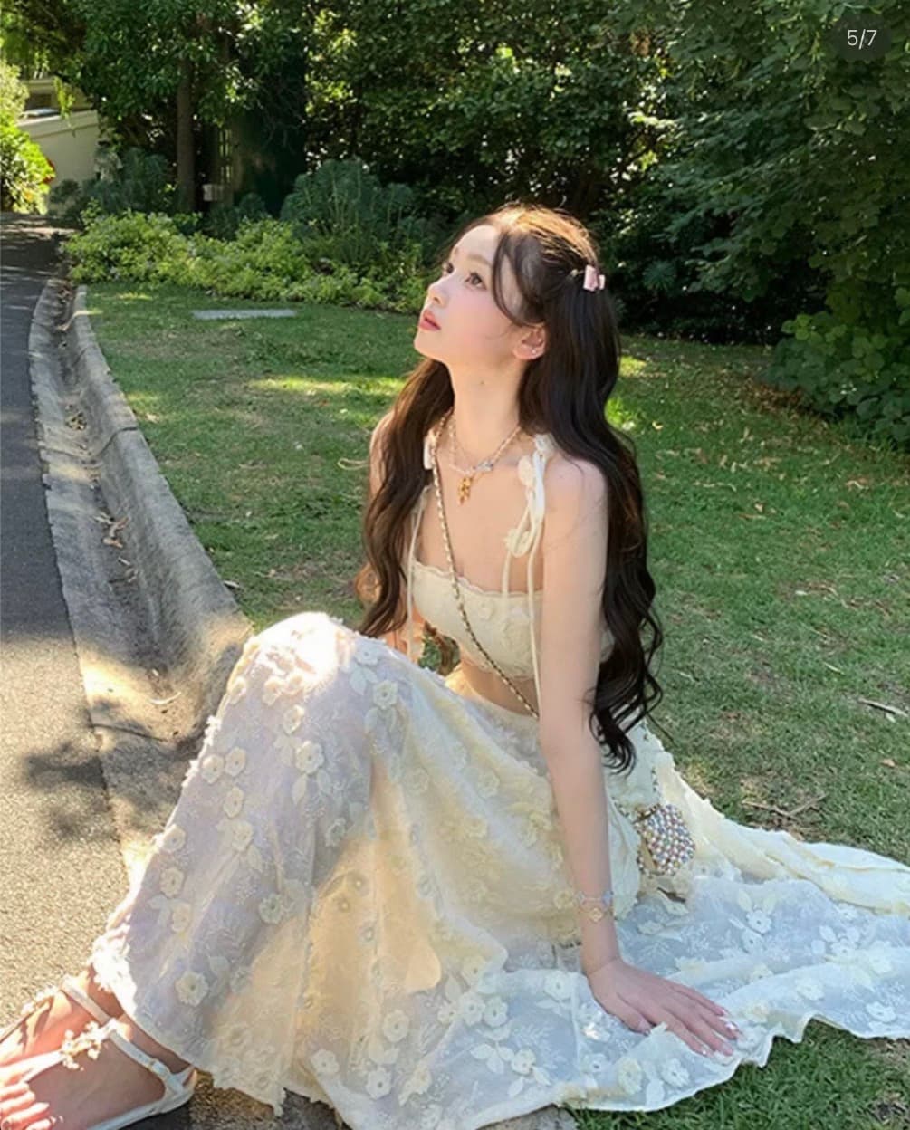 เดรชขาว 2ชิ้น สีครีม