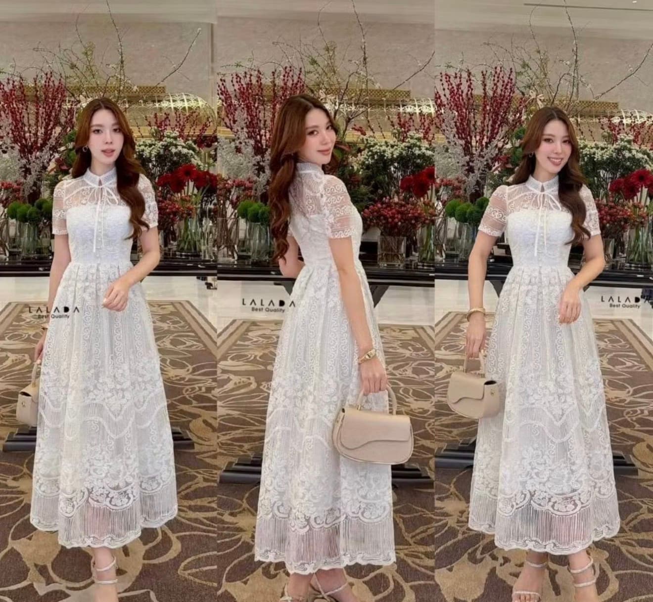 เดรชLalada ลูกไม้สีขาว