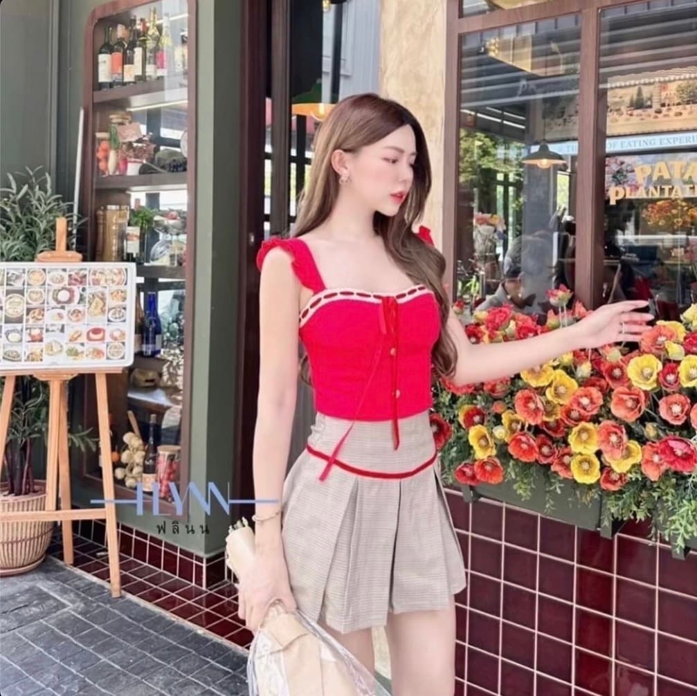 SET เสื้อแดงกระโปรงเทนนิส
