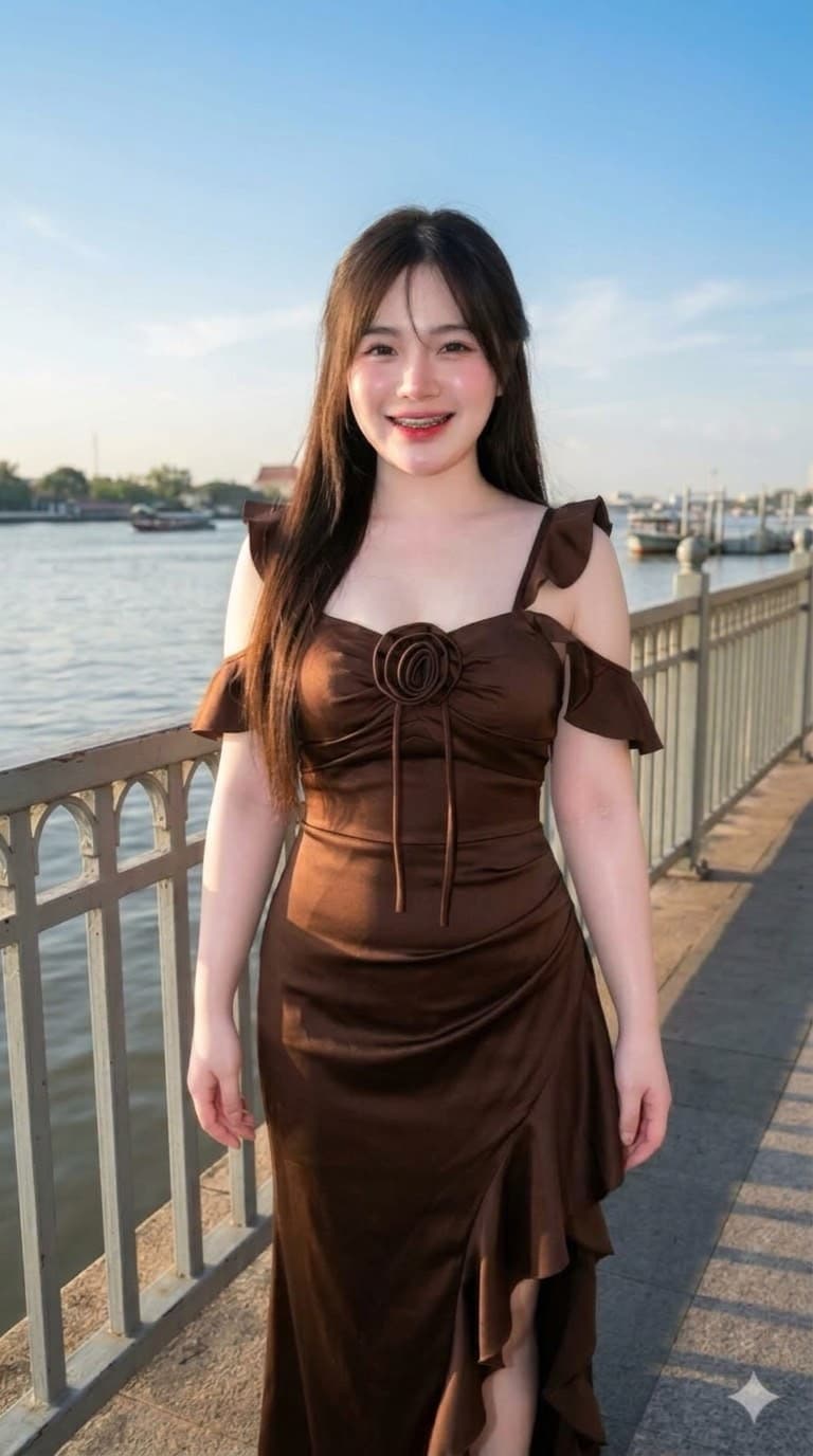 สายเดียวแต่งกุหลาบอก