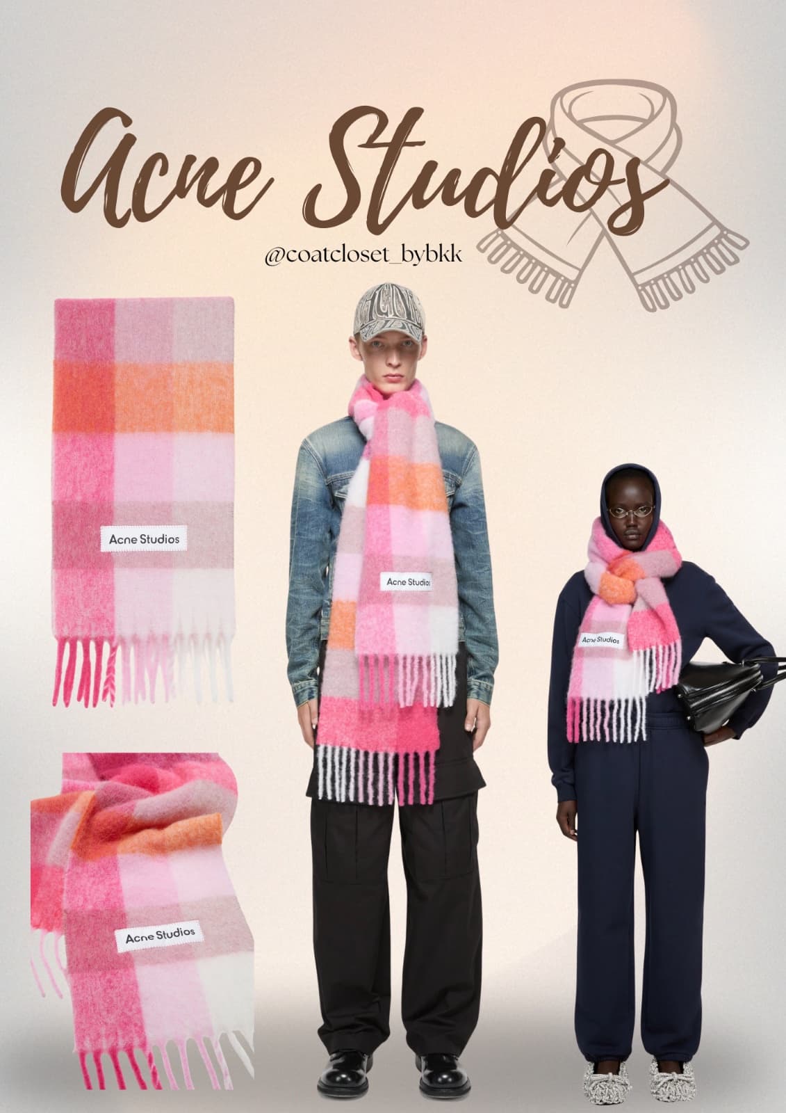 Acne studios MOHAIR CHECK SCARF