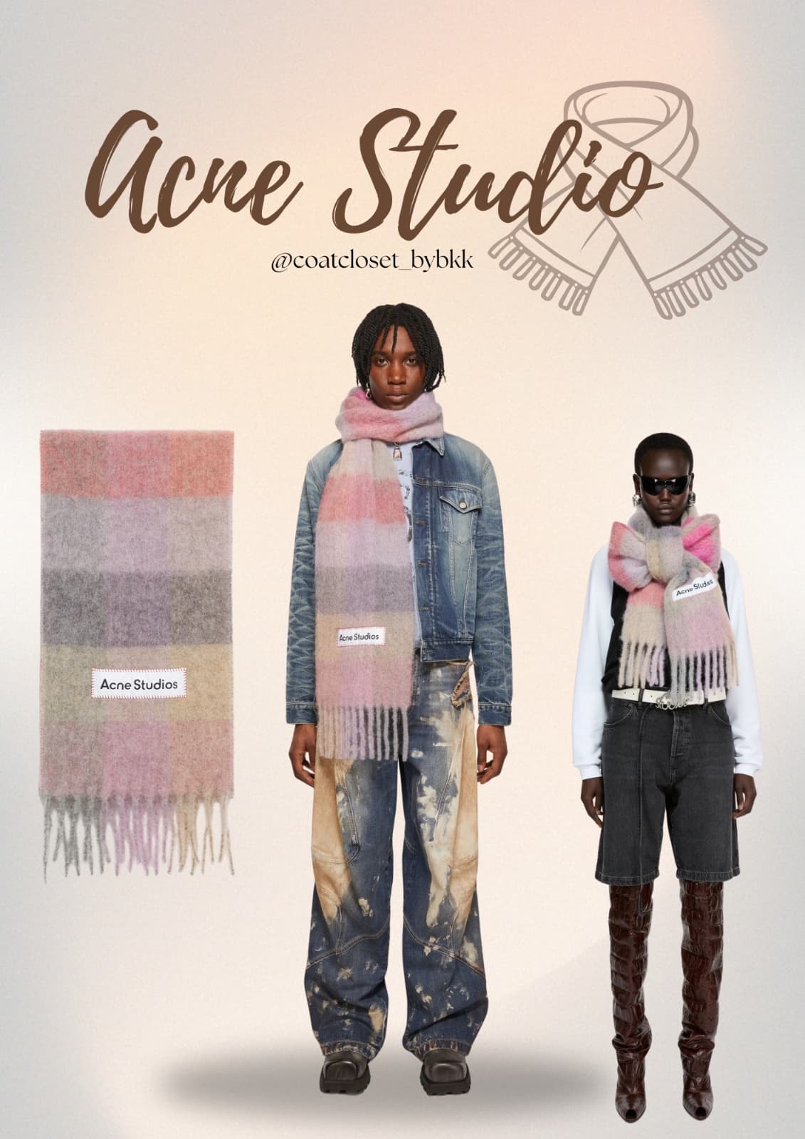 Acne studios MOHAIR CHECK SCARF