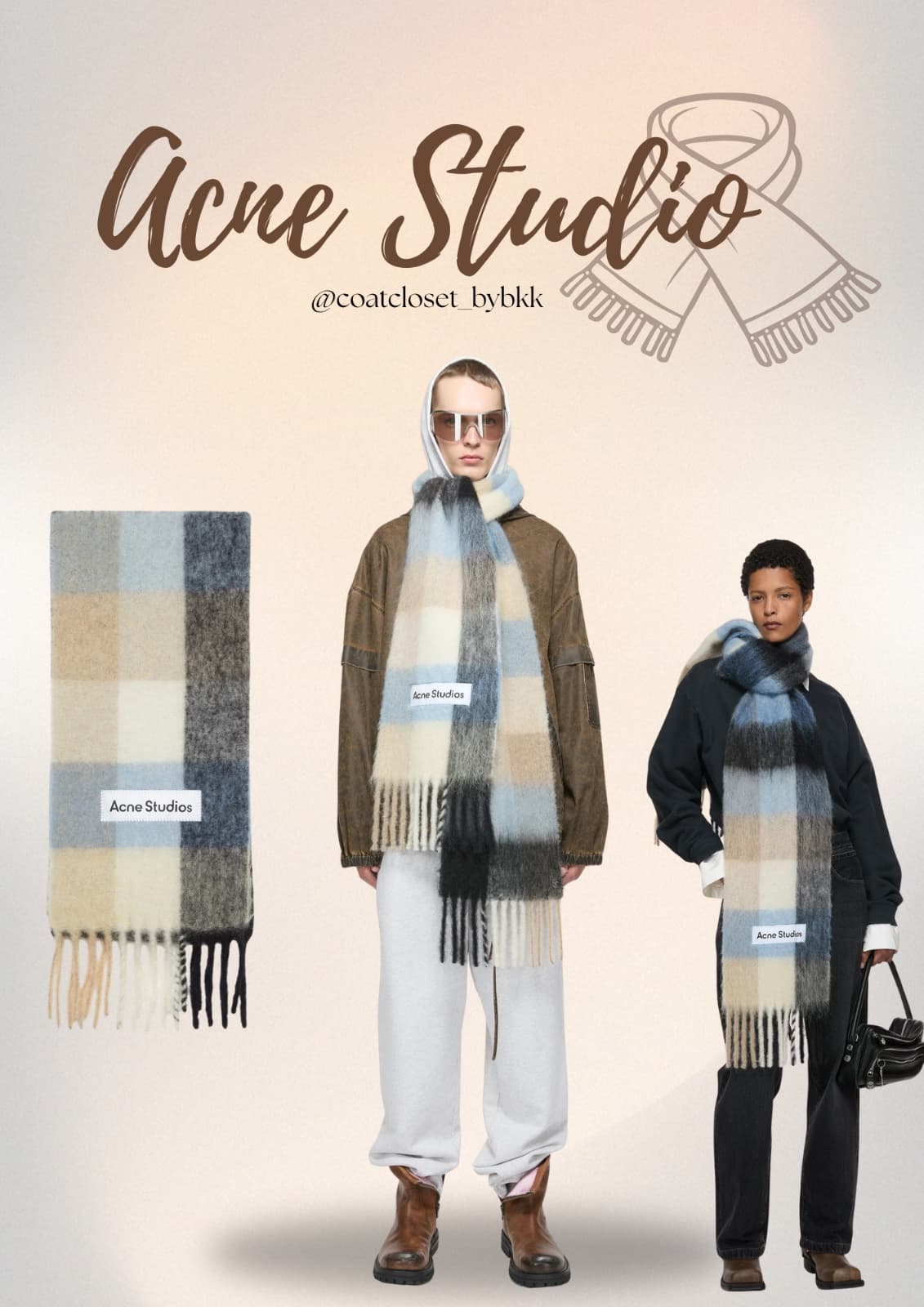 Acne studios MOHAIR CHECK SCARF
