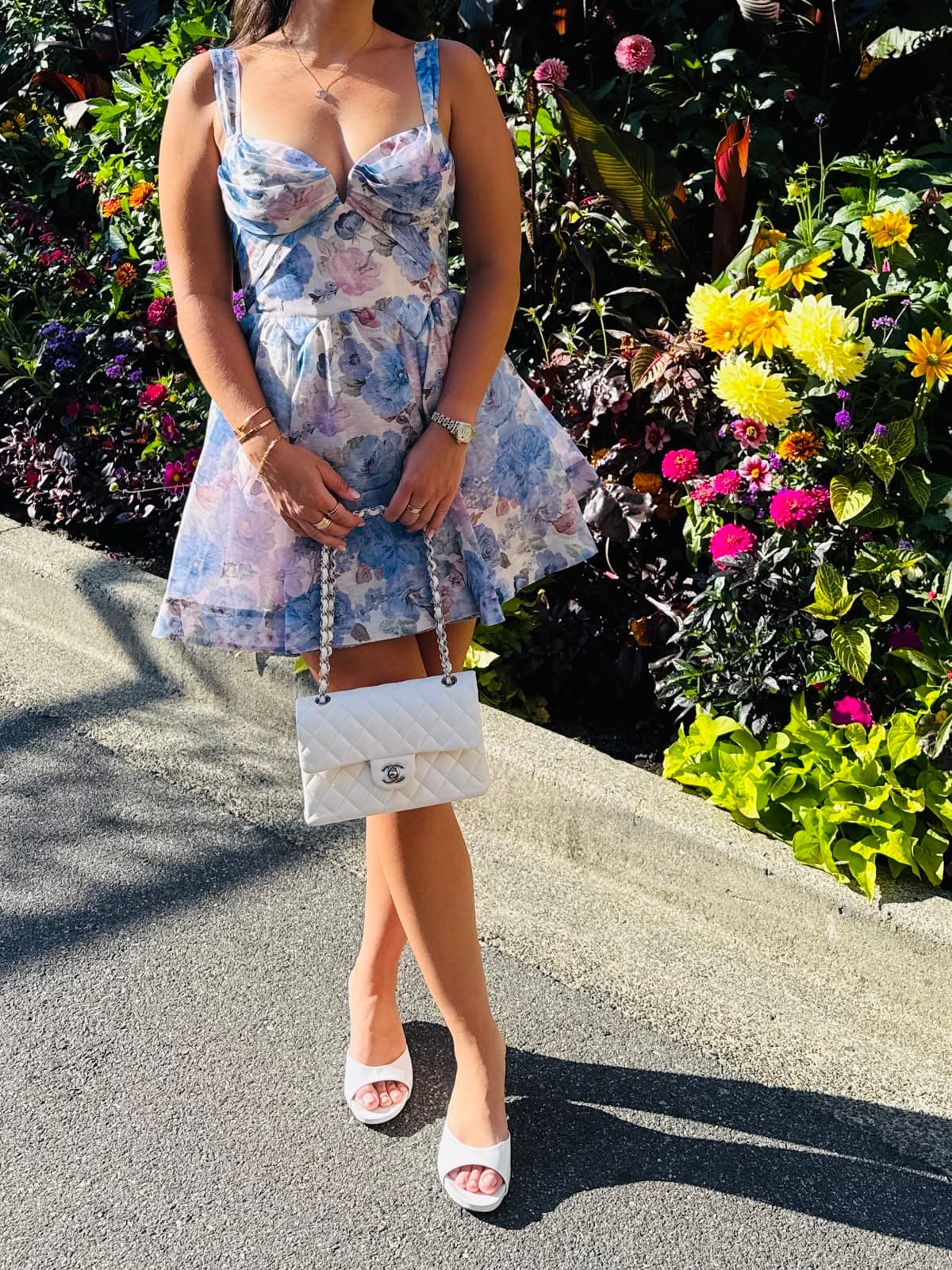 flora blue mini dress