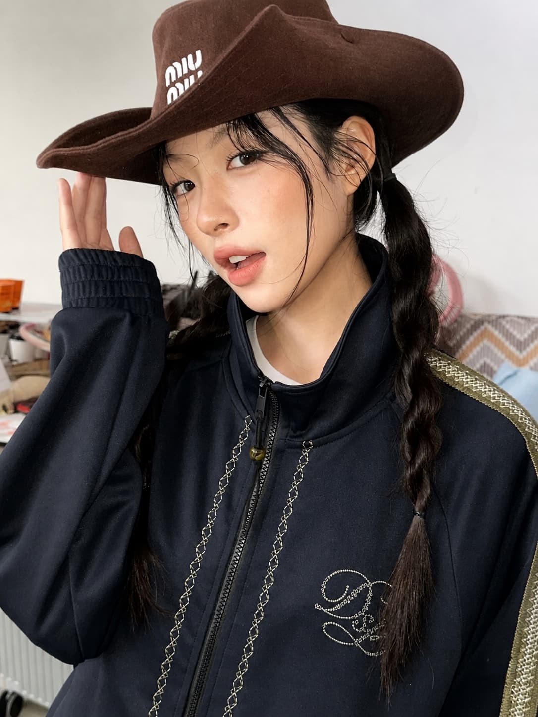 Miumiu Drill Cowboy Hat