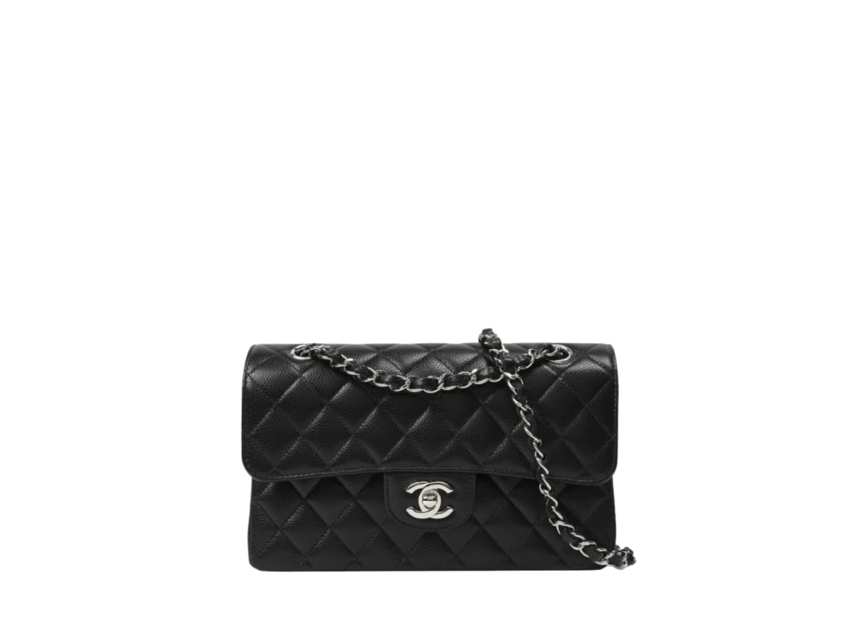 CHANEL Classic Flap 9” White Caviar Leather with Gold Hardware