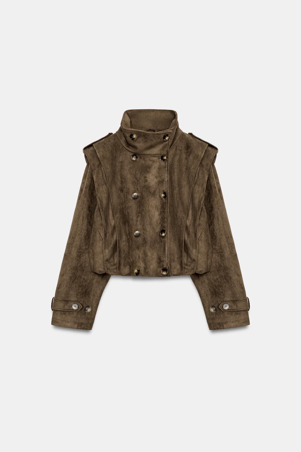 FAUX SUEDE PLEATED SHORT TRENCH COAT
